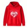 Kids Boys Girls Self Love Social Club Cherry Heart Print Pullover Hoodie Casual Long Sleeve Sweatshirt For Children