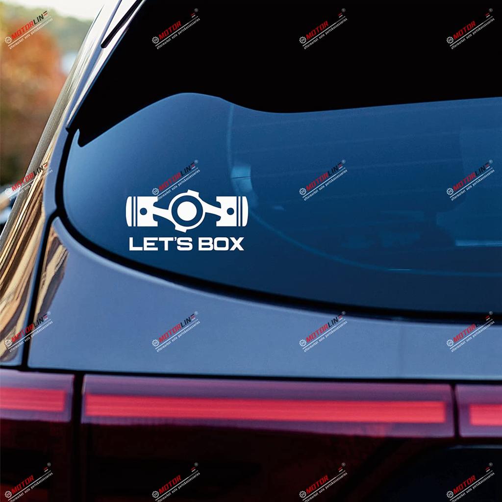 2 White 4" Let's Box Boxer Flat 4 Decal Sticker for Subaru STI WRX