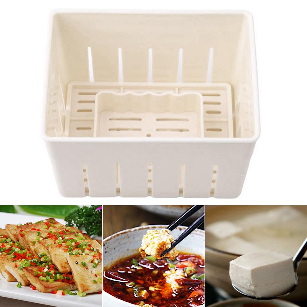Hot DIY Plastic Tofu Press Mould Homemade Tofu Mold Soybean Curd Tofu Making Mold With Cheese Cloth Kitchen Cooking Tool Set