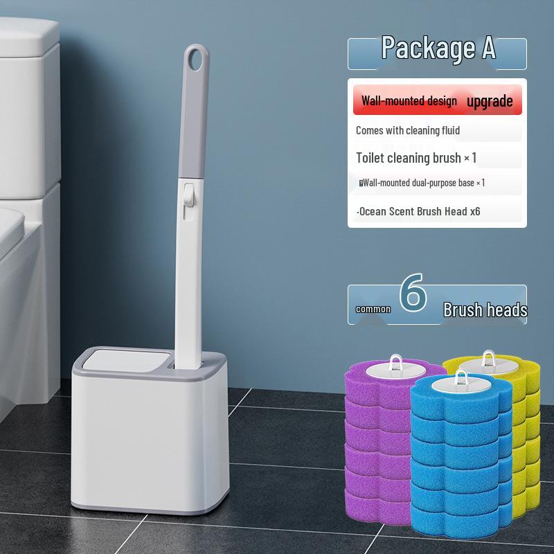 Wall-Mounted Disposable Toilet Brush Set for Bathroom Cleaning