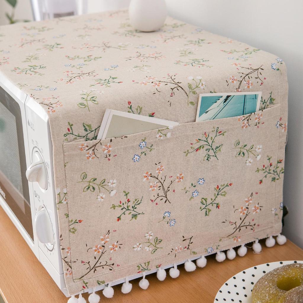 Yimanqiyun Cotton Linen Flower Dust Cover for Microwave and Oven