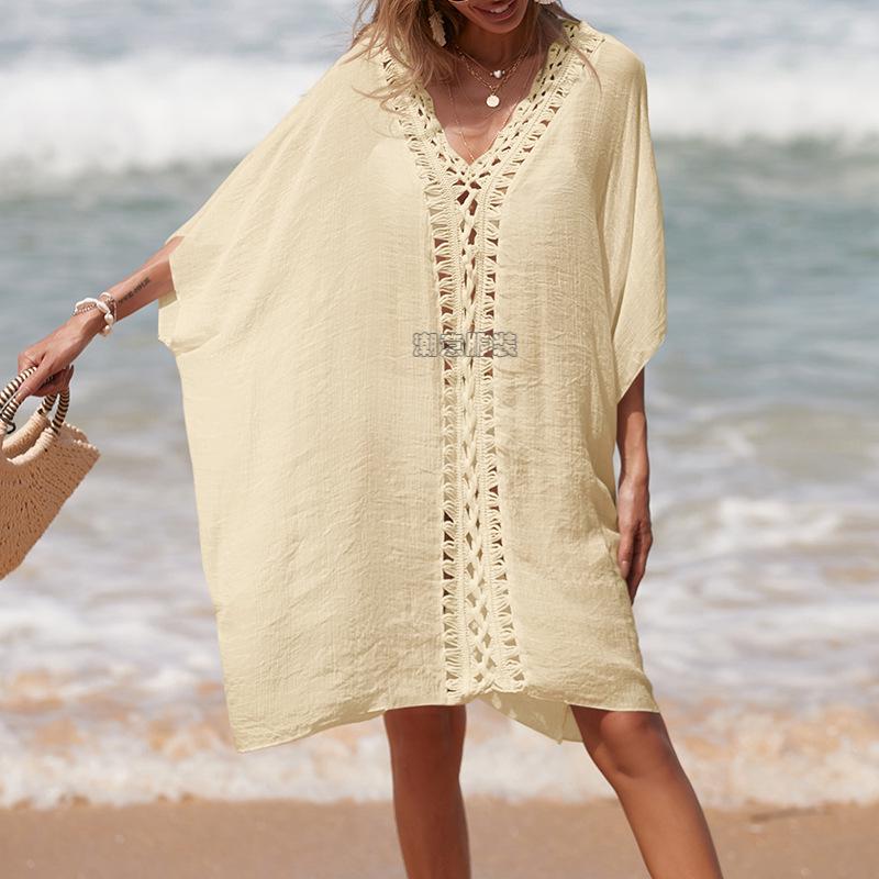 Ručně háčkované plážové přehozy: Průsvitný, Středně dlouhý, Ochrana před sluncem