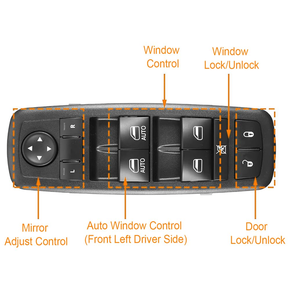 Front Left Driver Side Master Power Window Switch, Compatible with Chrysler Pacifica 2017-2023, OE: 68234092AC