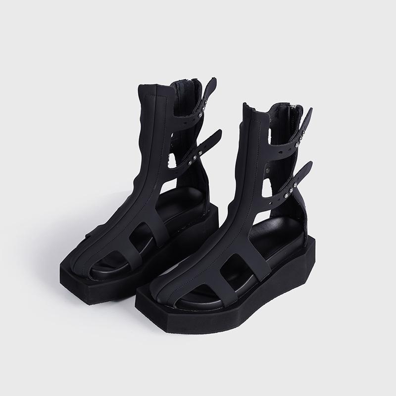 Thick-soled Cowhide Sandals High Boots Fashion Slim Long Martin Boots Internet Celebrity Ins Tide Summer New Cool Boots Women