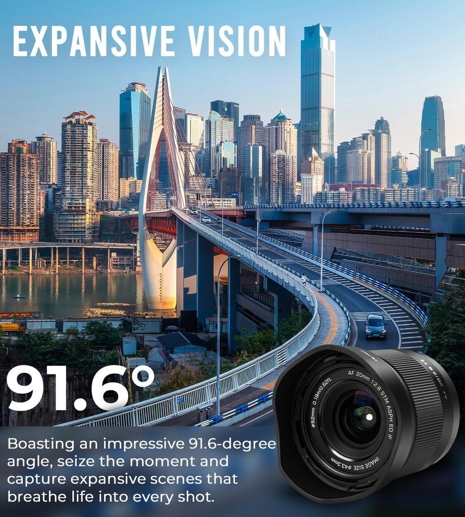 Viltrox 20mm Z Camera Lens Full Size Compatible Wide Angle Auto Focus Lens Compatible with Nikon Z Mount Mirrorless Camera Z5 Z6 Z7 Z6II Z7II Z9 F2.8