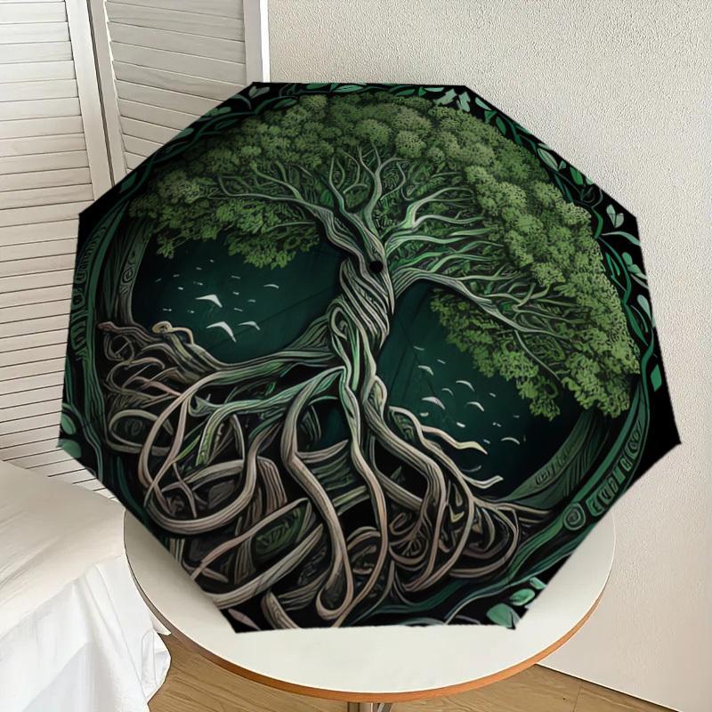 1pc Tree of Life: Nature s Eternal Symbol Umbrella with Plastic Handle,Suitable for All Seasons Home Travel Outdoor UmbrellaDD573