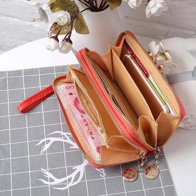 Ladies' Long Wallet Mobile Phone Bag Double Zipper Large Capacity Handbag