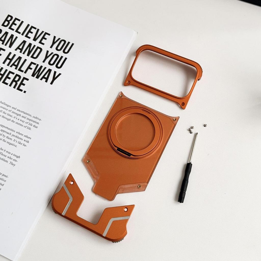Original Color Metal Magnetic Rotating Bracket Case for Apple 17 Pro Max - Drop-Proof & Borderless Design