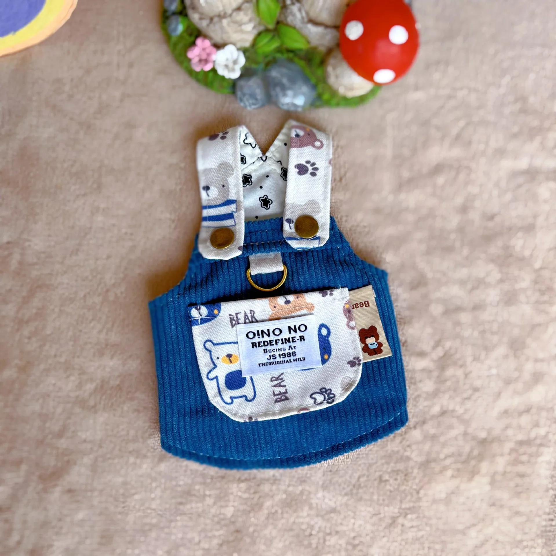 

Юбка на бретельках для домашних животных Осень/Зима Одежда для собак с карманами в ковбойском стиле Маленькая и средняя собака плюшевый медведь кошка Универсальная вельветовая юбка XXL