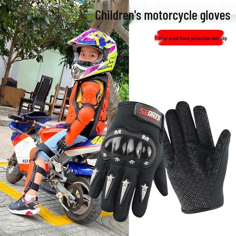 Kids' Tactical Half-Finger Motorcycle Gloves - Hard Shell Sports Cycling (Ages 5-12)