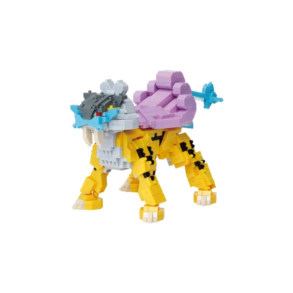 Kawada Nano Block Pocket Monster Raikou Deluxe Edition Building Set 7x28x21cm for Ages 12 and Up