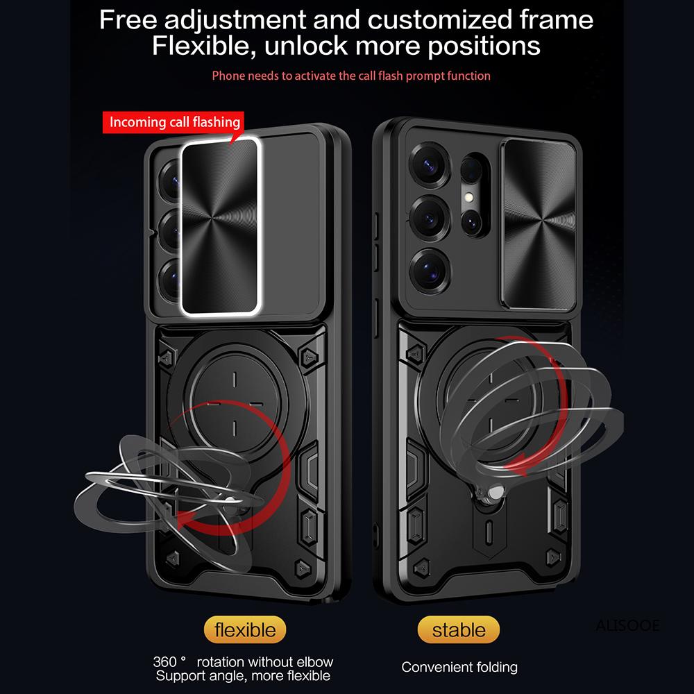 Magnetic Stand Funda for Samsung Galaxy S26 Ultra S25 Plus S24 FE S23 Case Slide Camera Full Protection Back Cover Capa