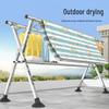 Bold Stainless Steel Folding Clothes Drying Rack - Floor-Standing, Telescopic, Indoor/Outdoor Use, Vertical Hanging Rod.
