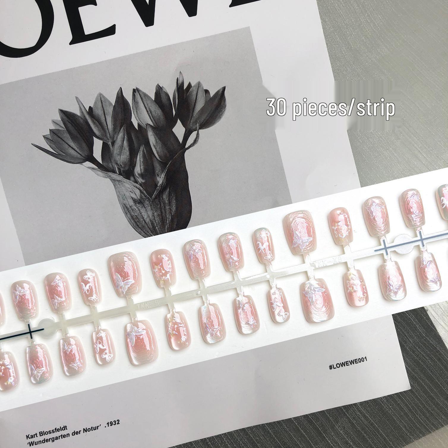 

Высококлассные корейские блестящие накладные ногти «кошачий глаз» с бабочками - Милые наклейки с рисунком «завихрения» и румянцем YM438 Swirl Butterfly Dance [All M Nude Strips]