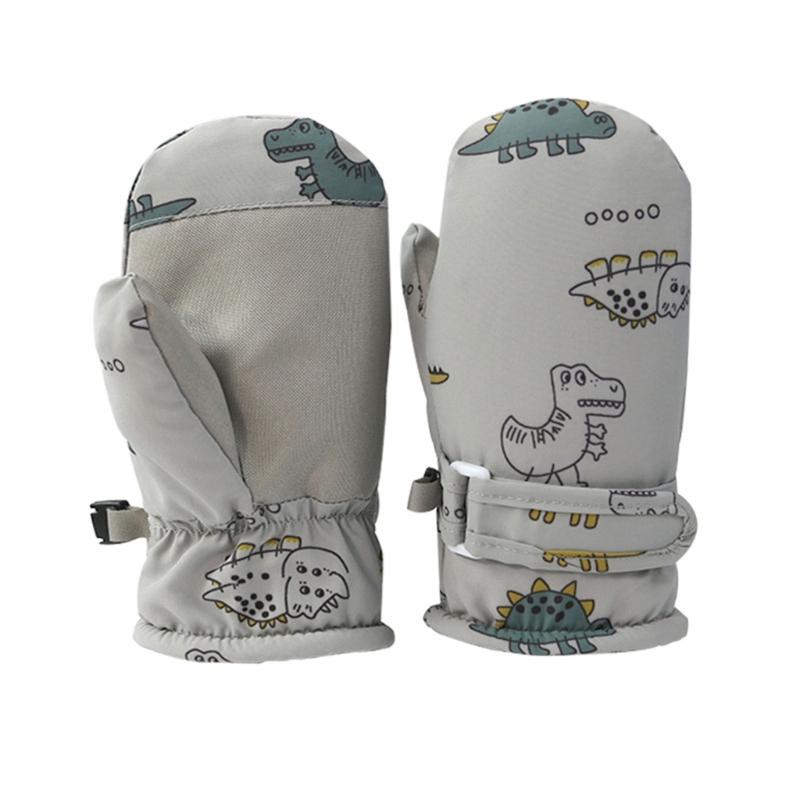 Verstellbare Schneefäustlinge Wasserdichte Schneehandschuhe Cartoon Winddichte Skihandschuhe Schnelltrocknendes Design Handschuhe für Kleinkinder