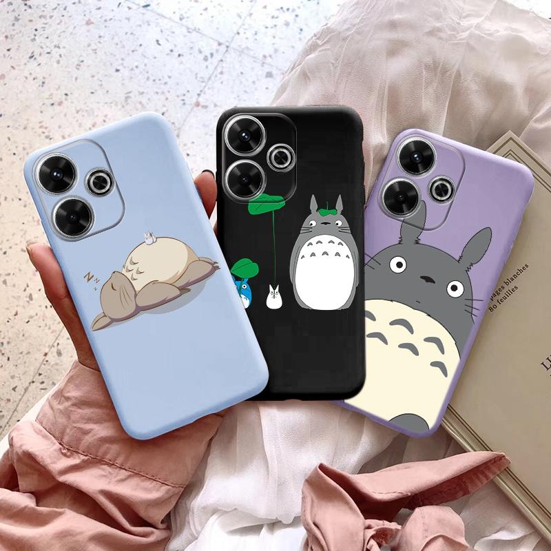 Roztomilý anime obal Totoro na telefon pro iPhone Samsung A55 S24 FE S25 M35 Xiaomi Redmi Note 13Pro 14C Huawei Honor Realme Nárazuvzdorný Kryt proti poškrábání Matný