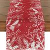 Festive Snowman Christmas Tree Table Runner Home Kitchen Dining Tablecloth for Party Decoration