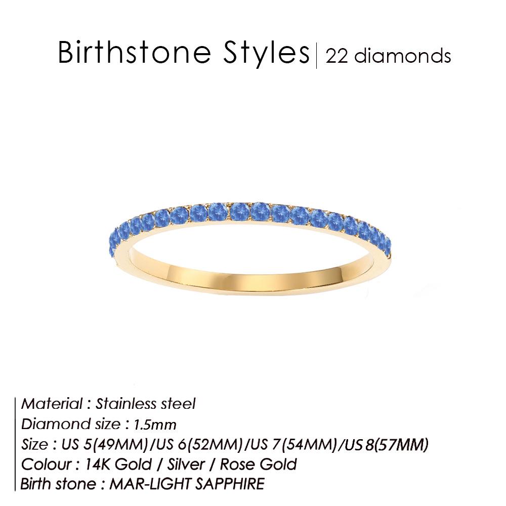 eManco European Zircon Ring: Titanium Steel Women's December Birthstone Rhinestone Finger Ring