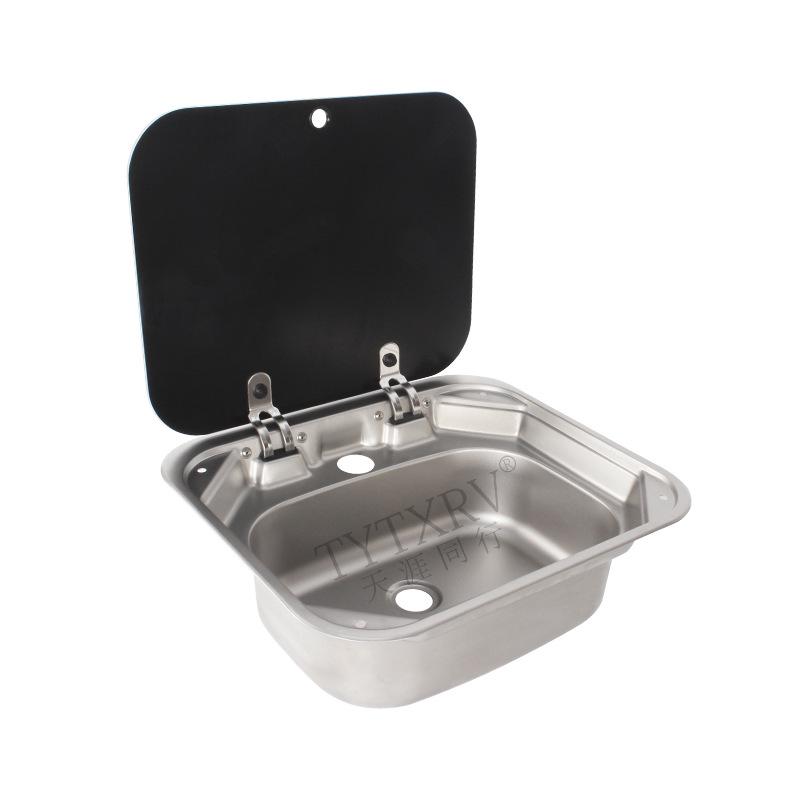 Folding RV Stainless Steel Sink with Lid for Kitchen and Vegetable Washing