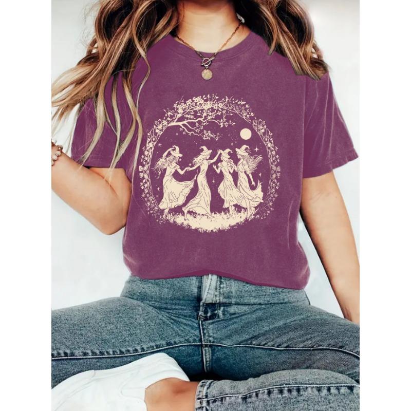 Women's Summer New Fashion Short-sleeved Halloween Printing Trend T-shirt Tops