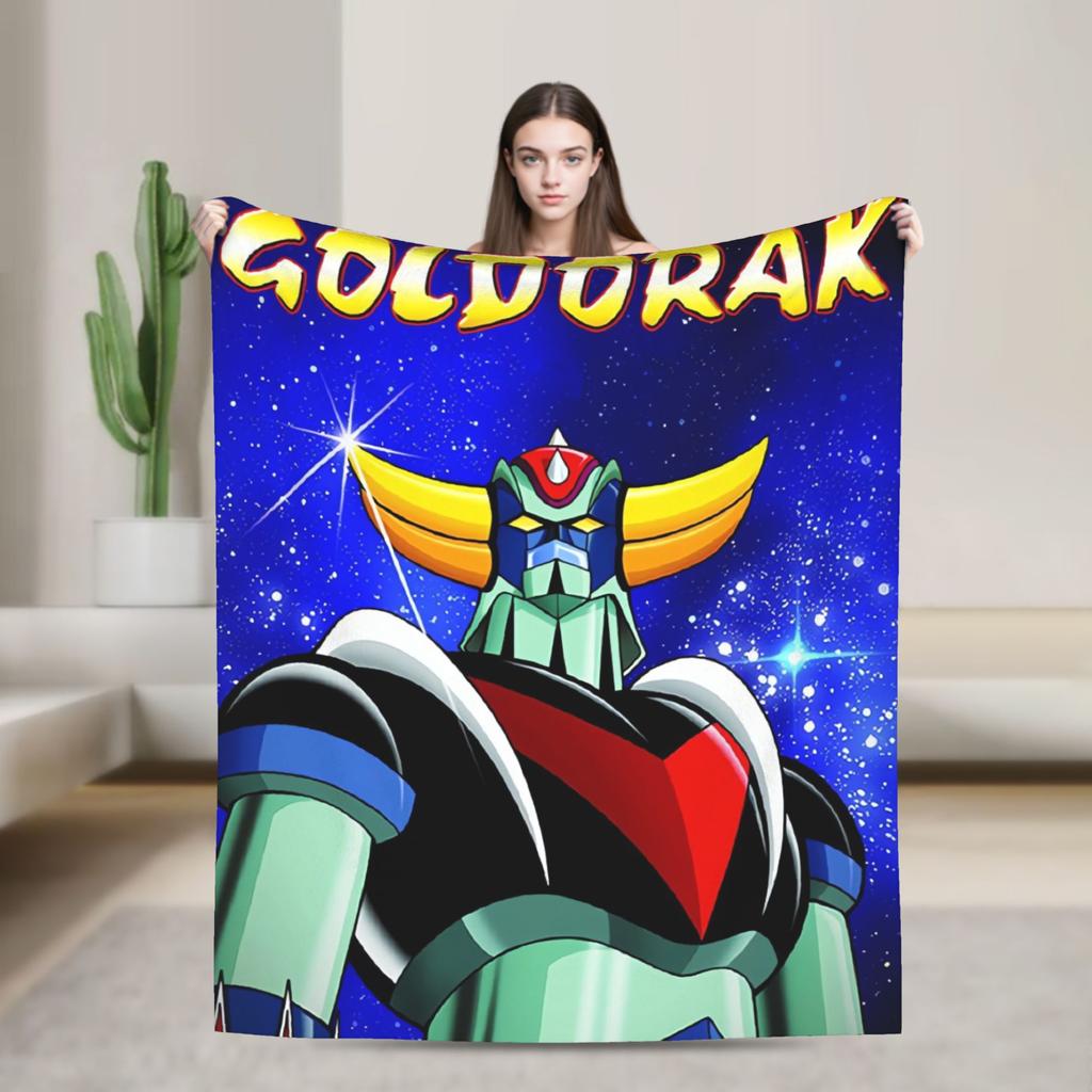 Goldorak Cartoon Blanket  Super Soft Print Plush Bedding Throws For Couch Chair Airplane Travel Flannel Bedspread Bed Cover