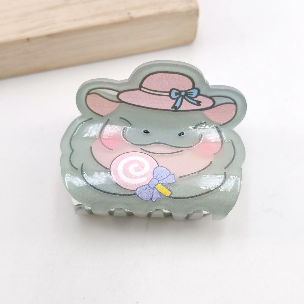 Cute Miss Hippo Hair Claw Flower Acrylic Small Shark Clip Set Headwear Geometry Cartoon Capybara Hair Clip For Girls