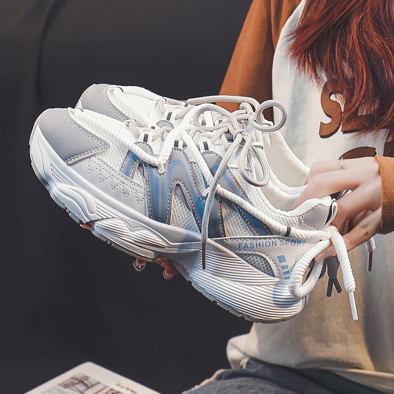 

Женские кроссовки папины кроссовки Новые весенние кроссовки Универсальная повседневная обувь Толстая подошва Дышащие Студенческие Беговые Туфли 35