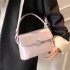 Spring new ins simple wind oil wax leather portable small square bag femininity versatile work commuter messenger bag