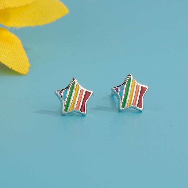 Korean Style Fashion Dripping Oil Geometric Shape Earrings Jewelry For Women