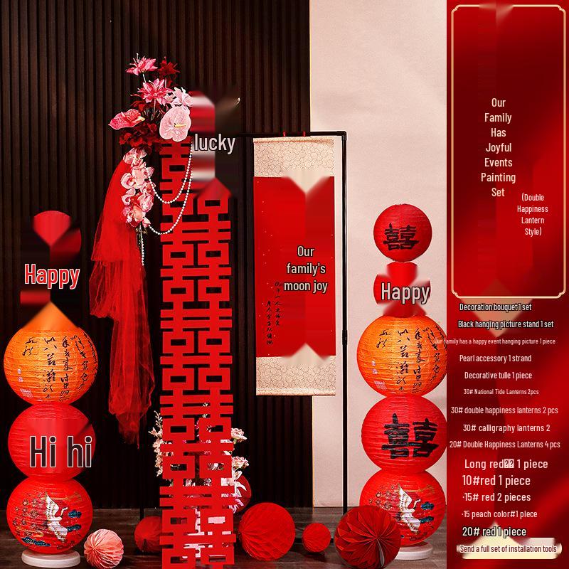 Balayı Süiti Düğün Dekorasyon Seti: Oturma Odası Fotoğraf Sergisi için Çift Mutluluk Parşömeni ve Süs