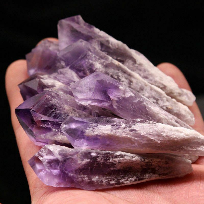 Natural Quartz Amethyst Crystal Wand Point Specimen Healing Home Gift Decor