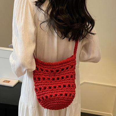 Effen Kleur Uitgebreide Gebreide Weefsel Tas Koreaanse Stijl Emmer Tas Zoete Gebreide Schoudertas Strand