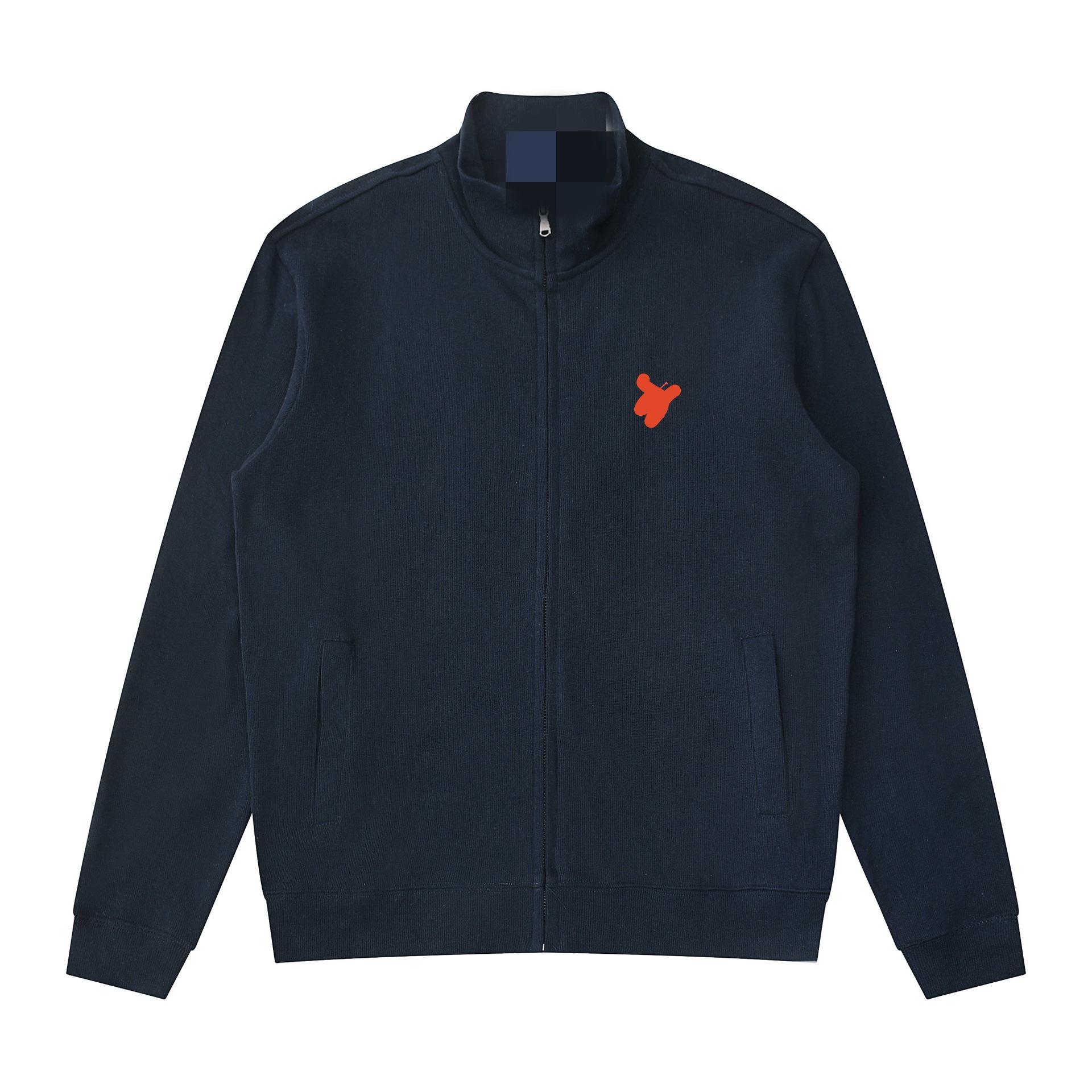 

Men s Pure Cotton Polo Collar Half-Zip Sweater: Versatile Long Sleeve Casual Pullover with Small Horse Design. L