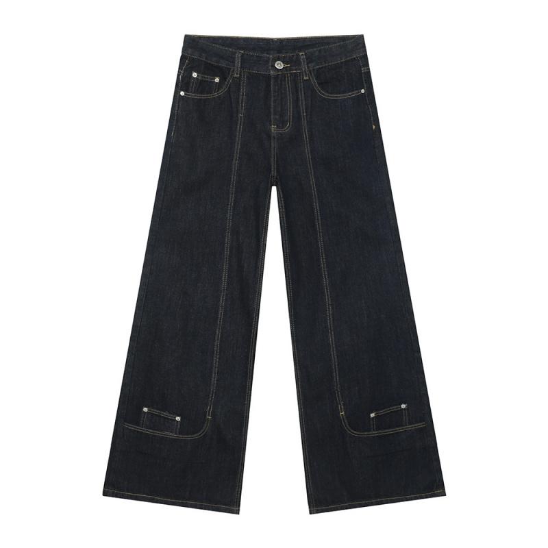 2026 New Model Personalized Design Wide-Leg Straight Jeans Men's Casual Trousers