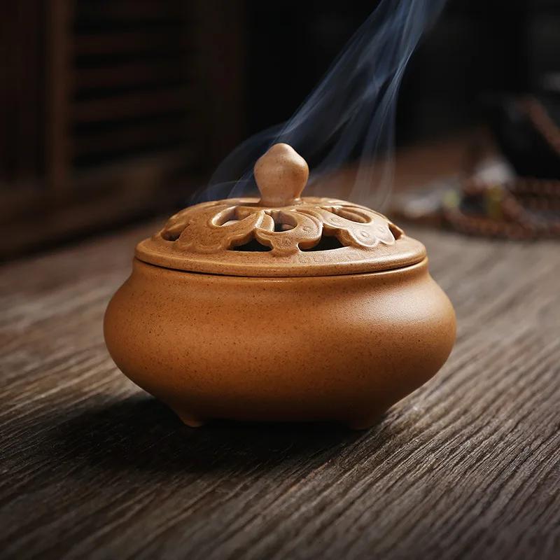 F Special Coil Retro Incense Burner Living Room Ceramic Incense Holder Creative Home Decor Buddha Buddhist Ornaments Xmas Gift