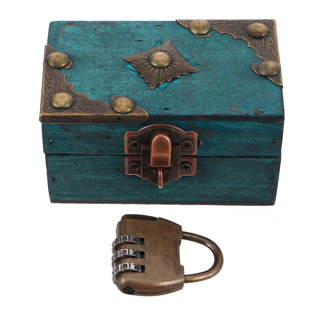 Vintage Jewelry Box Wooden Box Home Desktop Jewelry Storage Box With Password Lock Window Displays Treasure Chest Home Decor