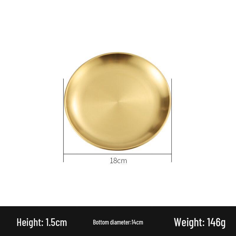 Star-marked Gold Korean Style Stainless Steel Round Plate