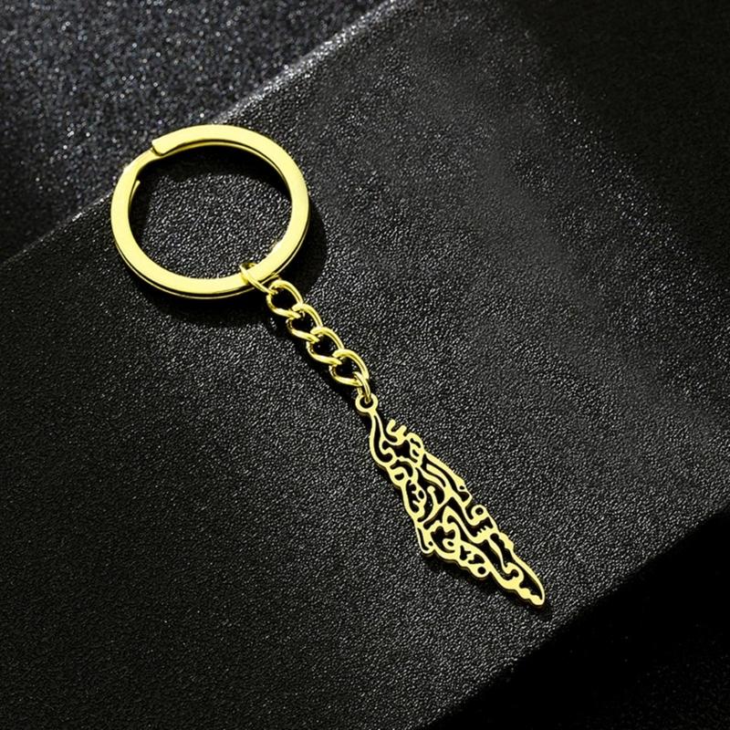 Portable Key Rings ISR PLE Flag Keychain Map Pendant Keyring for Backpack Purse