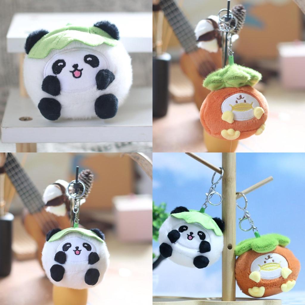 Niedlicher Panda Plüschtier Schlüsselanhänger Kurzplüsch 11cm Höhe Panda und Kaki Design