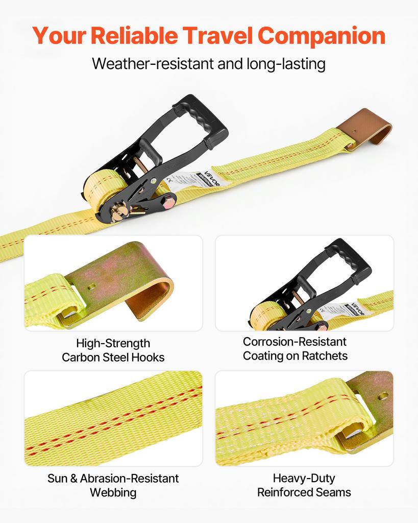VEVOR Wheel Chock Tie-Down Kit, Tire-Style Motorcycle Tie-Down System, Car Tie Down Kit with Flat Hook