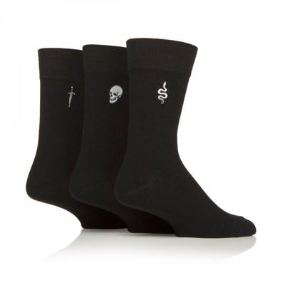 Men S Black Skull Embroidered SockS Set