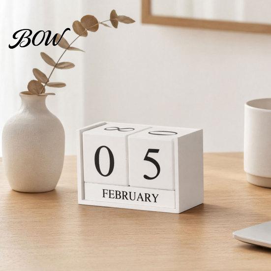 Durable Iron Art Calendar Metal Bird Perpetual Desk Calendar, Frame Desktop Office Accessory with Rotating Flip Month Date Display for Home
