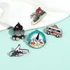 Shoes Artistic Canvas Bus Brooch Colorful Enamel Pin For Eyecatching Accessories Fashion