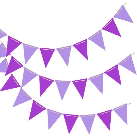 Blue Green and Purple Pennant Banner Flags,36pcs Double Sided Triangle Garland Flag for Baby Shower Birthdays Graduation Party Decorations