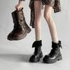 Stivali di Pelle con Rialzo da Donna alla Moda Autunno Inverno Fibbia Cintura Stivaletti Chelsea alla Moda Scarpe Casual Comode Vintage Antiscivolo