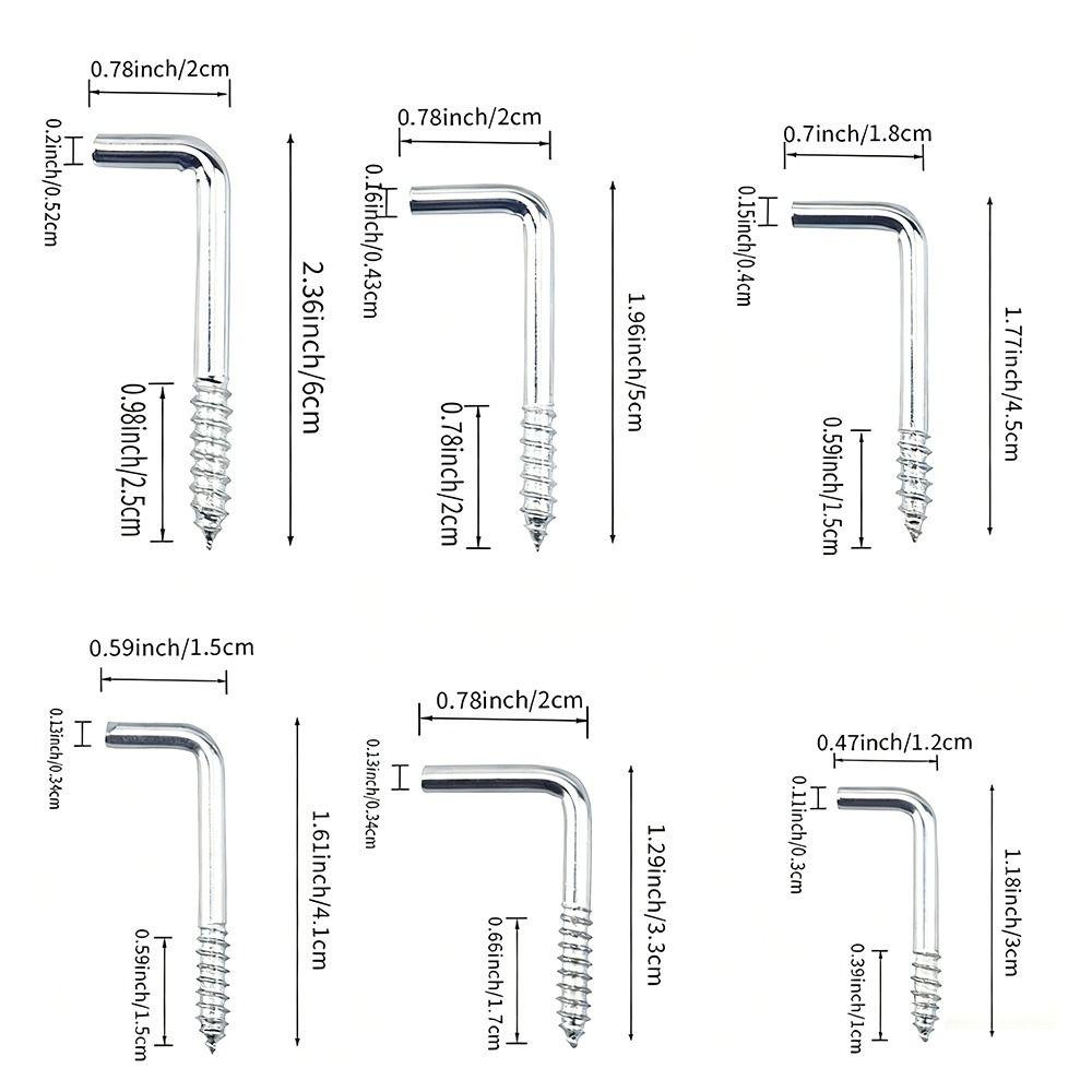 75pcs 7 Different Shapes Screw-in Hooks Stainless Steel Screw Hook  Home Improvement
