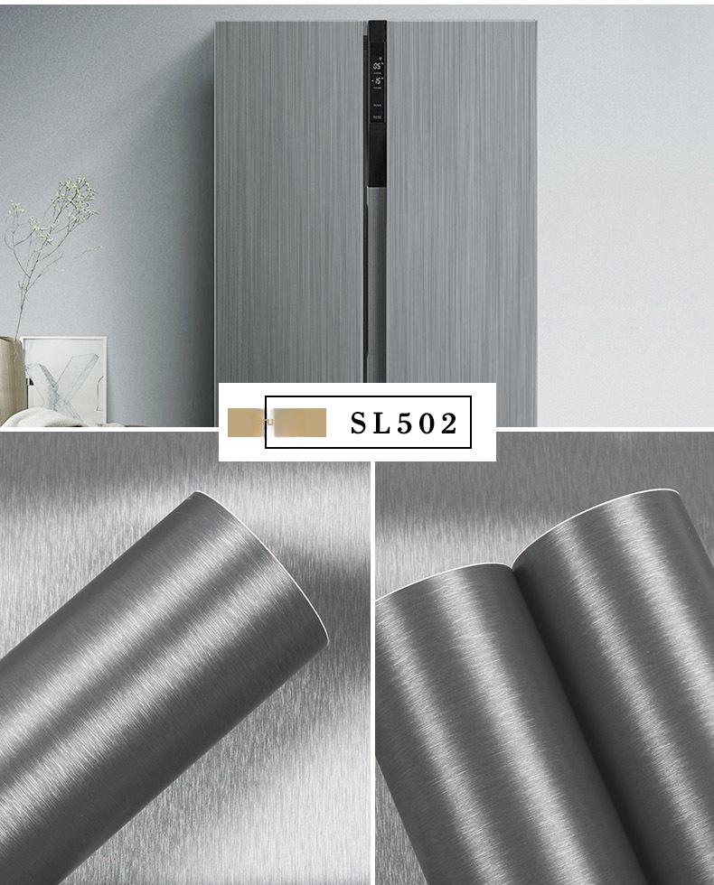Gold & Silver Brushed Metal Stainless Steel Adhesive Film for Refrigerator, Elevator, and Interior Decor