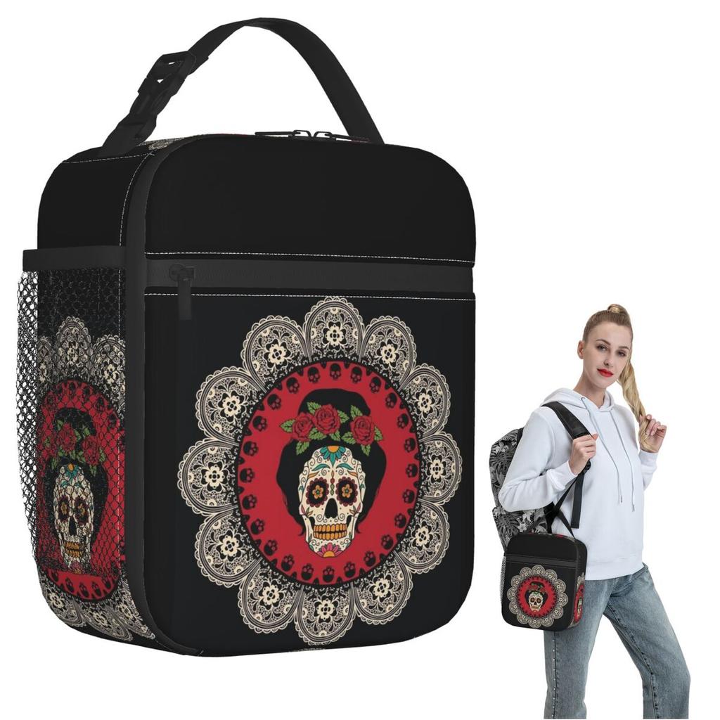 Mexican Skull Woman Insulated Lunch Bag for Women Kids Leakproof Food Boxes Thermal Lunch Box Tote