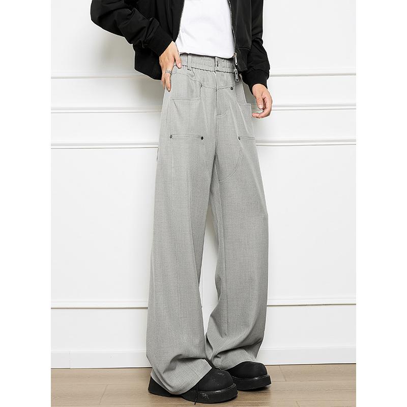 Autumn new trendy brand men's small trousers, rivet straight-leg trousers, wide-leg casual trousers, and long trousers for men are available for sale.