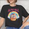 Unisex Unisex Alpha-Mann Katze Kätzchen Lustiges T-Shirt Reine Baumwolle Grafikdruck T-Shirt Kleidung Outfits